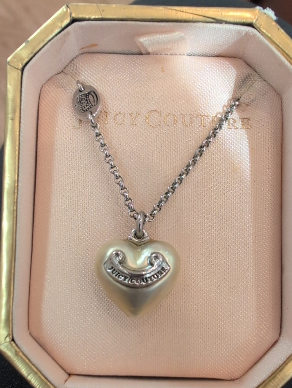 Juicy Couture Silver Chain with Gold-Toned Heart Pendant